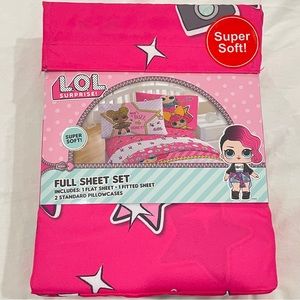 FULL LOL Surprise Super Soft Pink Full Sheet Set With Doll design on Pillowcases